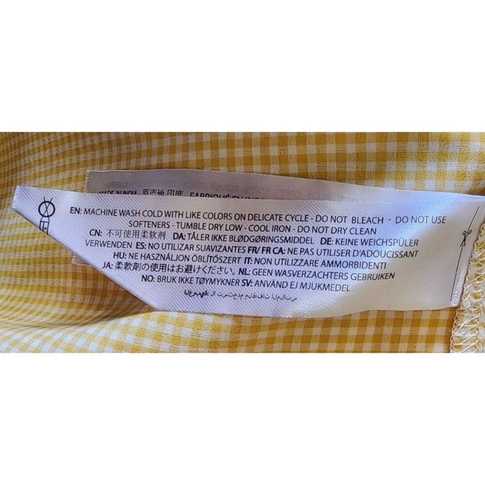 AriatTek Lightweight Long Roll Tab Sleeves Button Up Shirt Yellow Gingham Size L - Picture 9 of 13
